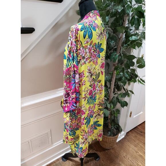 Women's Multicolor Floral Polyester Long Sleeve Casual Open Front Blazer Large - Picture 6 of 13